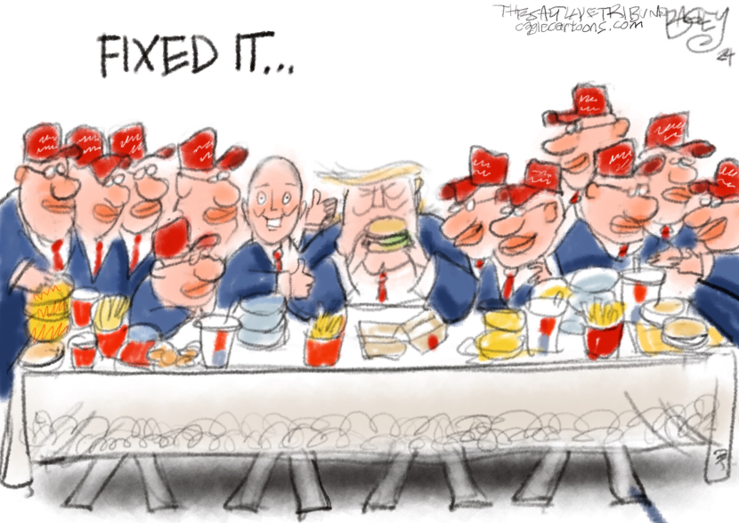 Pat Bagley's Take on the Last Supper Controversy with Trump and MAGA Twist