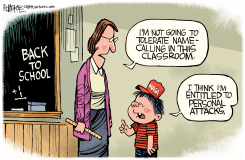 BACK TO SCHOOL TRUMP PERSONAL ATTACKS by Rick McKee