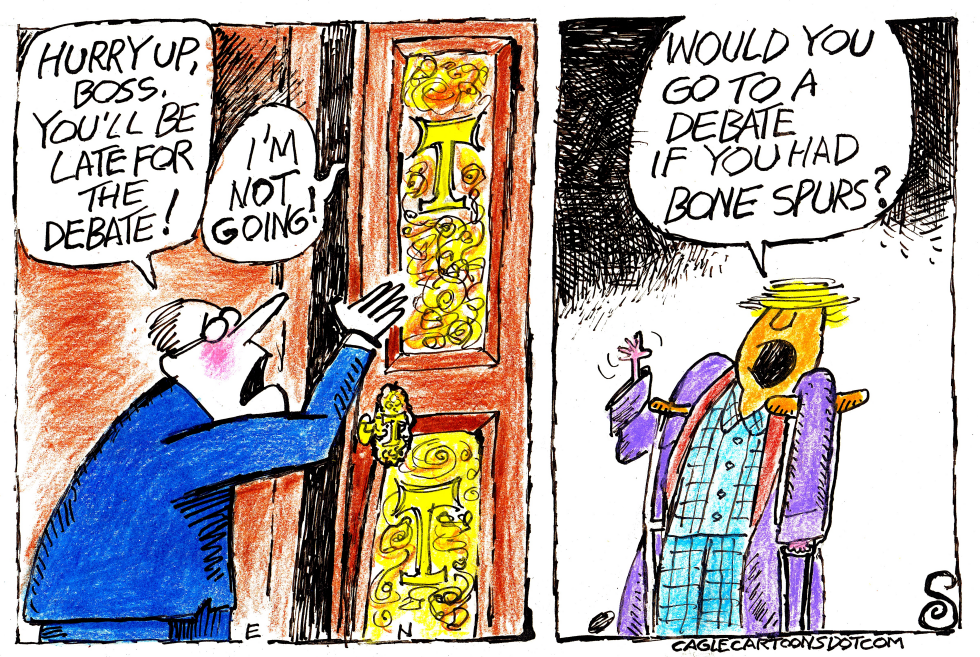 TRUMP CAN'T GO TO DEBATE