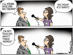 TRUMP USES NAME FOR A SEX ACT TO SLAM HARRIS by Bob Englehart