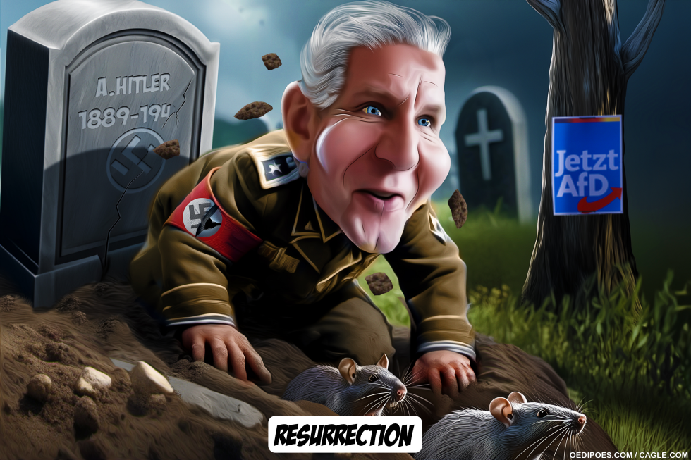 Björn Höcke crawling out of grave