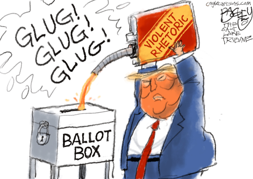 Trump Cartoon Depicts Violent Rhetoric Poured Into Ballot Box