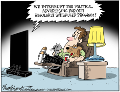 NON-STOP POLITICAL ADVERTISING ON TV by Bob Englehart