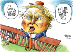 TRUMPTY DUMPTY SAT ON HIS WALL by Dave Whamond