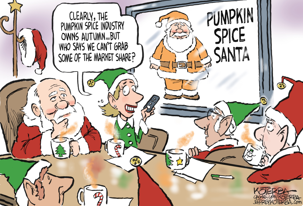 #1 ELVES TURN SANTA INTO PUMPKIN SPICE by Jeff Koterba