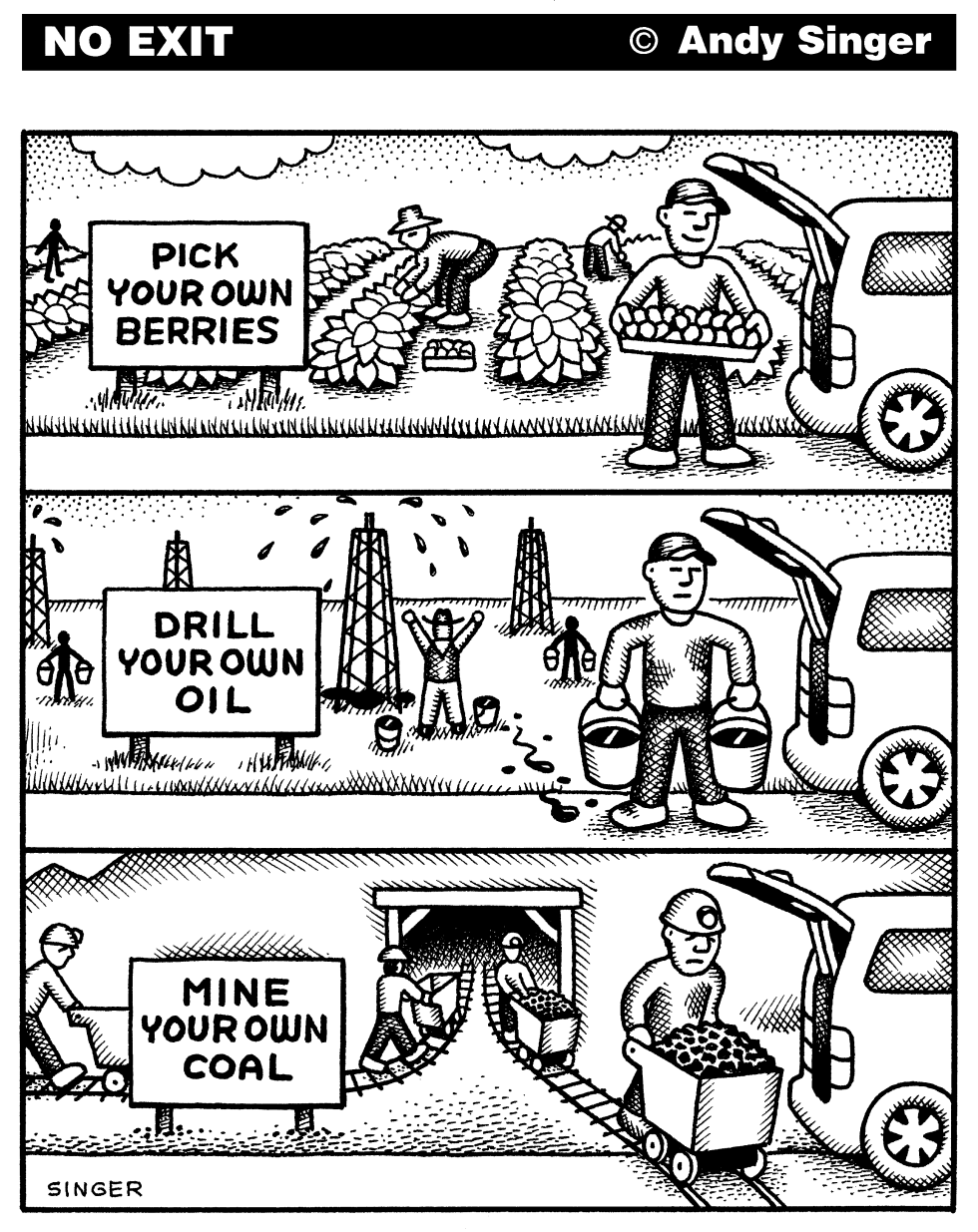 Pick Berries Drill Oil Mine Coal