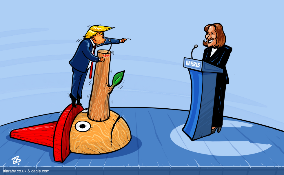 Trump Harris Debate Pinnochio Nose lie fakenews