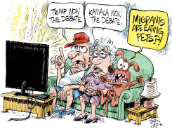 TRUMP BIDEN DEBATE REACTION AND EATING PETS by Daryl Cagle