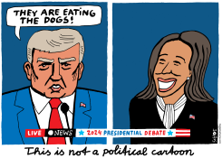 TRUMP PRESIDENTIAL DEBATE: MIGRANTS EAT DOGS by Schot