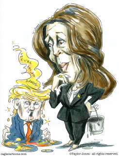 KAMALA AND TRUMP MELTING AS WICKED WITCH OF THE WEST by Taylor Jones