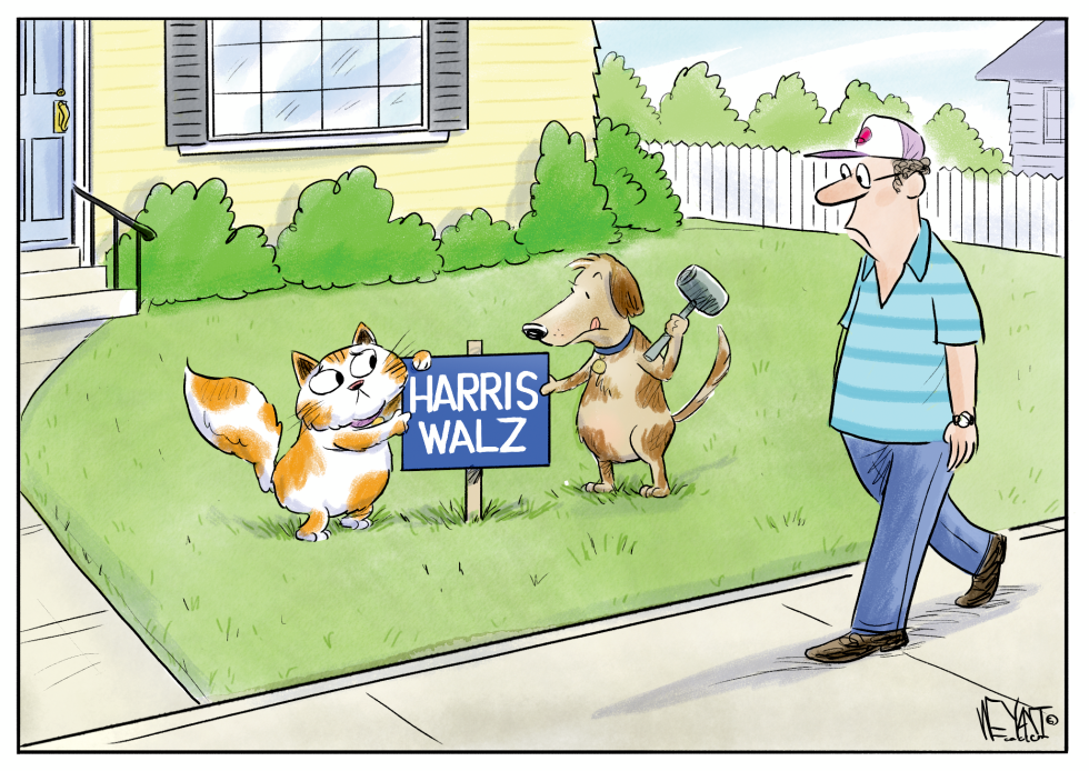 Harris-Walz Sign Cat and Dog Trump