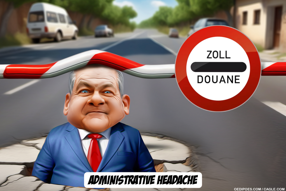 Olaf Scholz hit by barrier