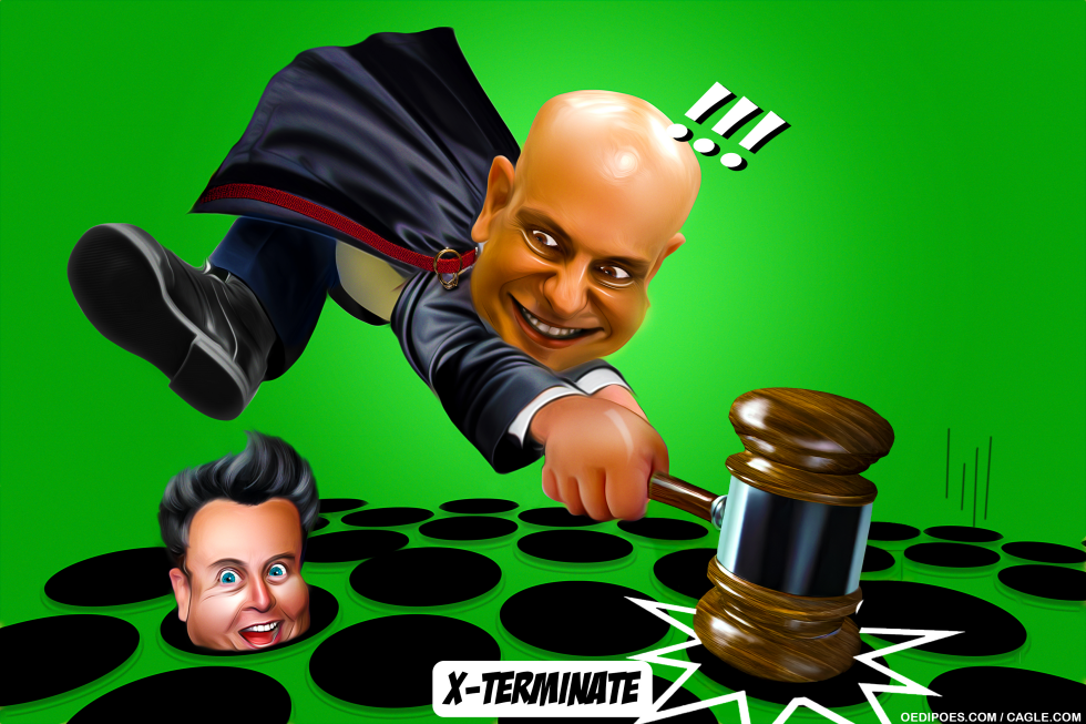 de moraes trying to hit elon musk with hammer