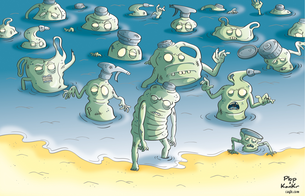 The pollution of the oceans with plastics