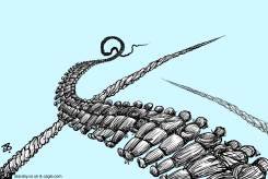 ROCKETS SMOKE ISRAEL GAZA LEBANON COFFINS VICTIMS  by Emad Hajjaj