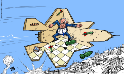 NETANYAHU F35 BOMBING BEIRUT HEZBOLLAH GAZA WAR by Emad Hajjaj