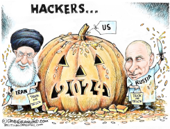 IRAN AND RUSSIA 2024 HACKING by Dave Granlund