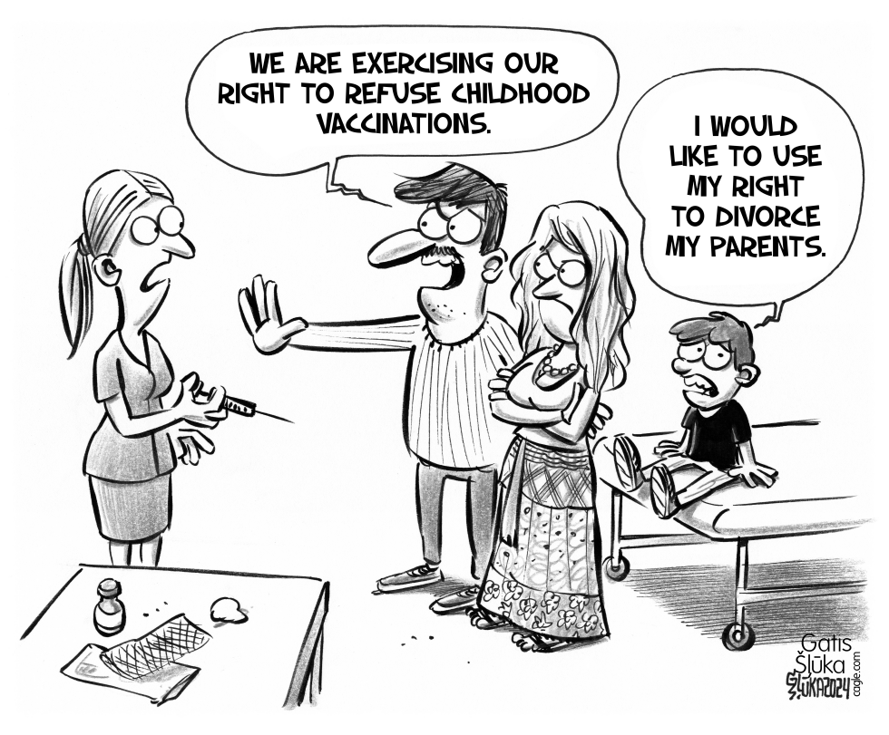 Doctor is trying to vaccinate kid