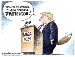 TRUMP PROTECTOR OF WOMEN by Dave Granlund
