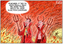 TWO DEVILS IN HELL DISCUSS 24-7 ELECTION COVERAGE by Christopher Weyant