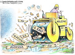 HURRICANE HELENE STEAMROLLER by Dave Granlund