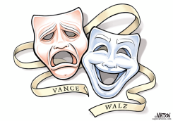 VANCE AND WALZ TRAGEDY AND COMEDY MASKS by R.J. Matson