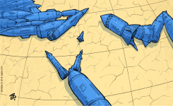 MIDDLE EAST MAP MISSILE STRIKE IRAN ISRAEL by Emad Hajjaj
