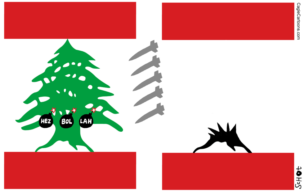 anti Hezbollah bombs hit tree in lebanese flag