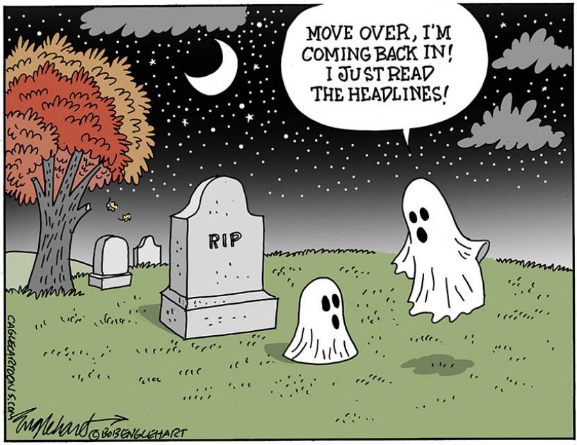 Halloween Ghosts Read The Newspapers
