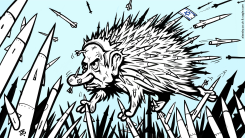 ROCKET MISSILE WAR ISRAEL HEDGEHOG NETANYAHU IRAN by Emad Hajjaj