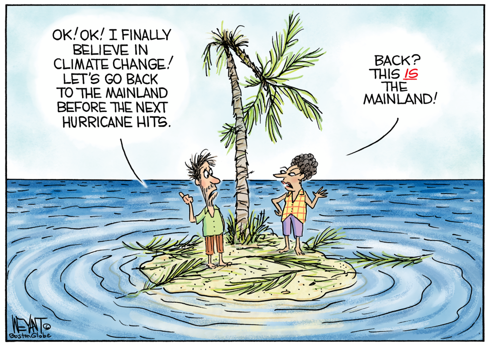 #2 DESERT ISLAND CLIMATE CHANGE DENIER TOO LATE by Christopher Weyant