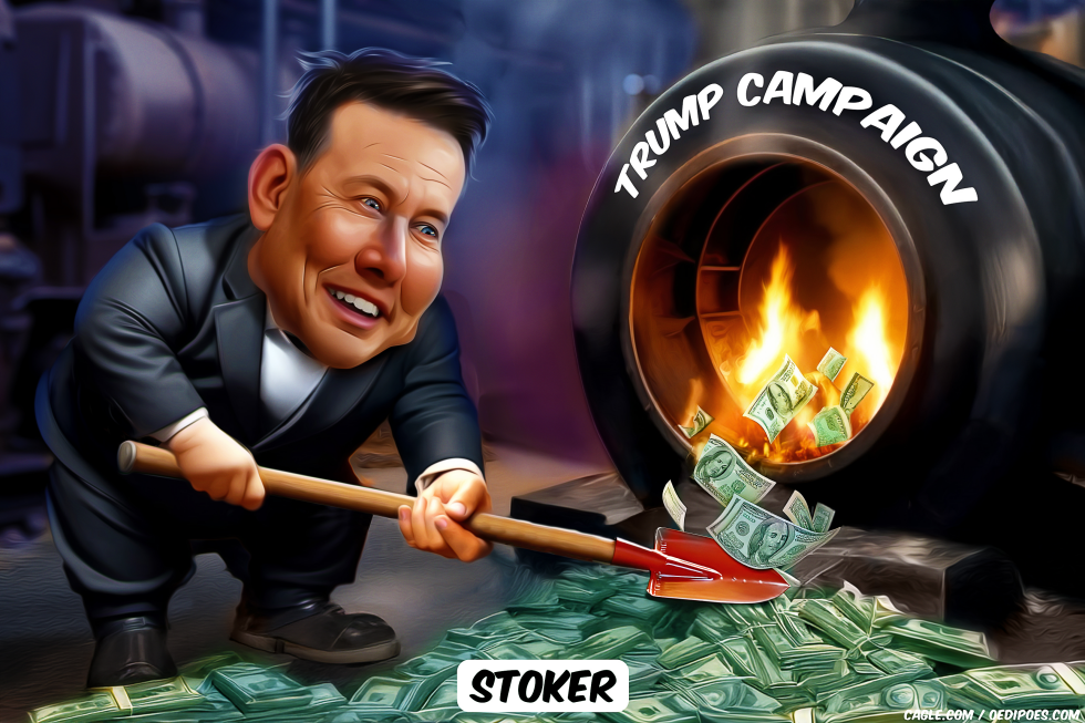 Elon Musk shoveling dollars into steam boiler