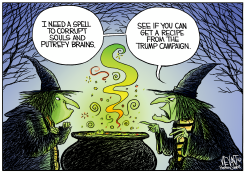 WITCHES SEEK TRUMP RECIPES FOR PUTREFYING BRAINS by Christopher Weyant