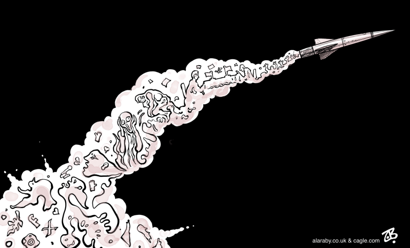 Rocket War Israel Hamas Hezbolla Smoke Collateral