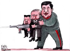 KIM, PUTIN, XI - BROTHERS IN ARMS by Christo Komarnitski