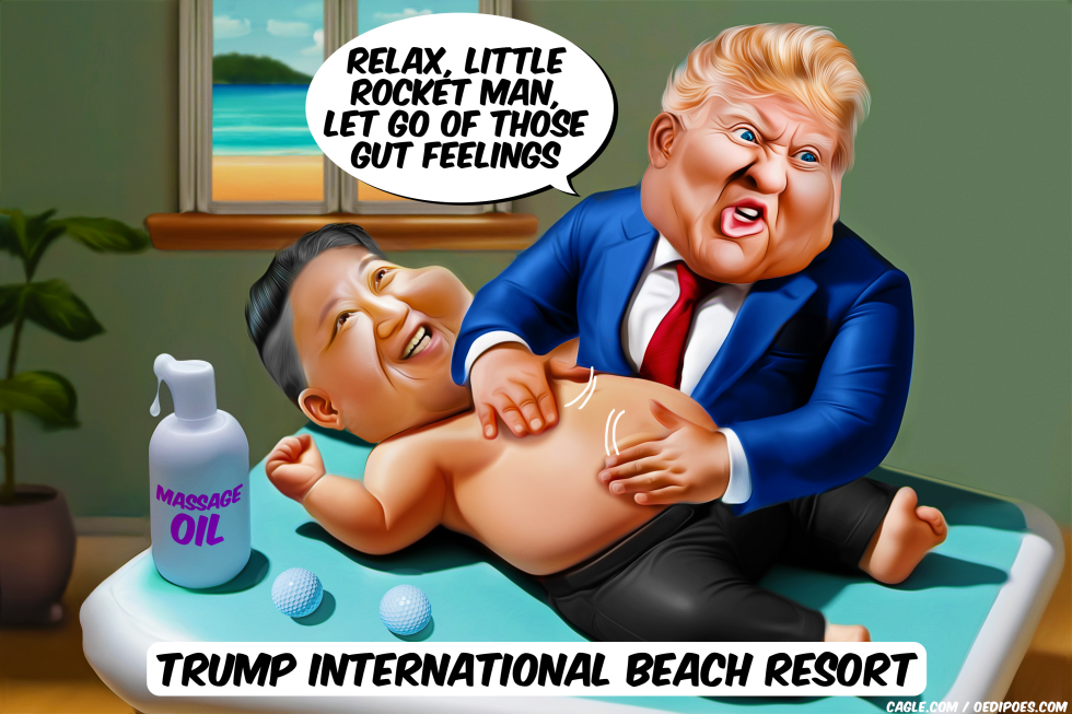 Donald Trump giving Kim Jong Un a massage