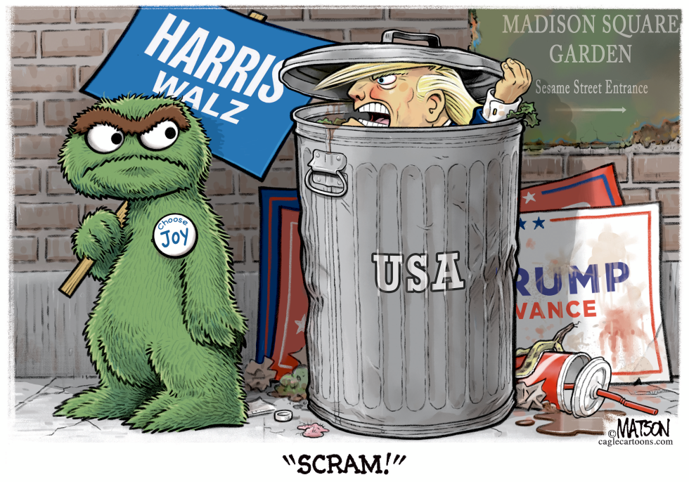 Trump in Garbage Can USA