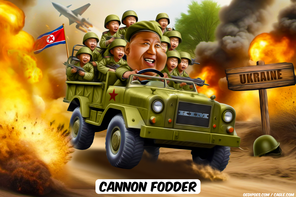 Kim Jong-un entering Ukraine riding army truck