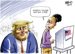TRUMP AND HIS WOMAN VOTER PROBLEM by Dave Whamond