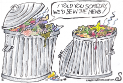 ONE GARBAGE PAIL TALKING TO ANOTHER by Randall Enos
