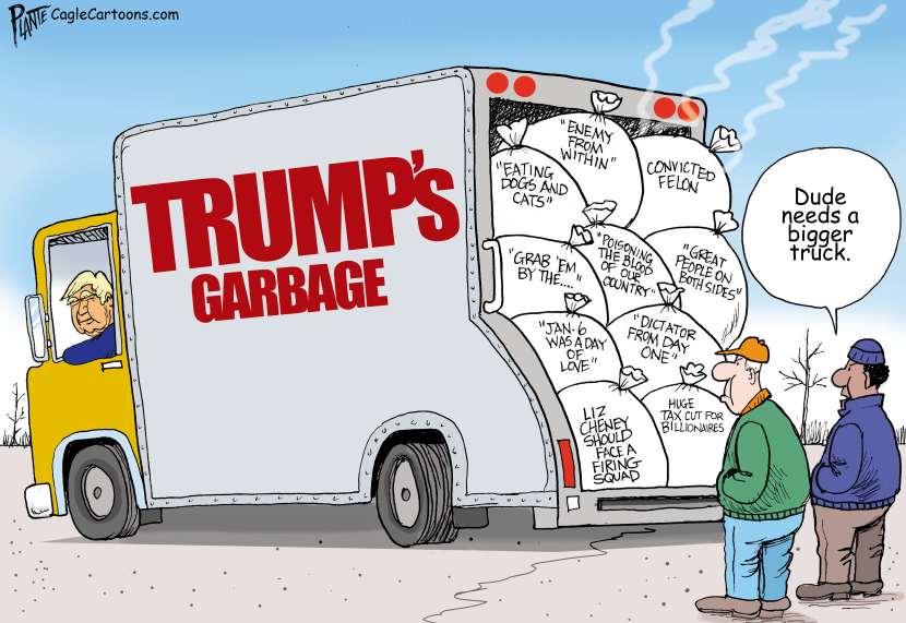 Trump driving a garbage truck