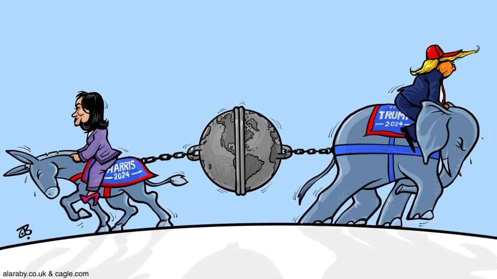 Harris Trump Election Elephant Donkey US pressure