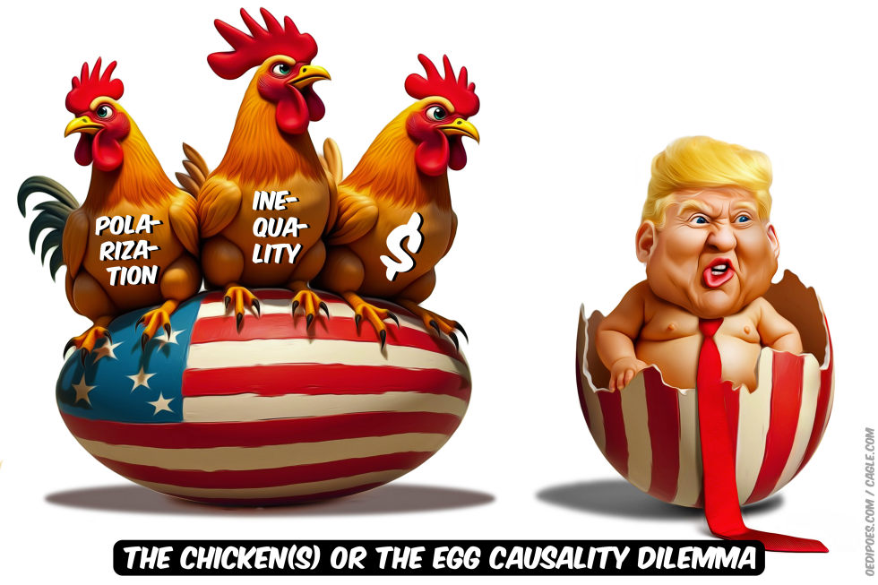 Donald Trump coming out of egg