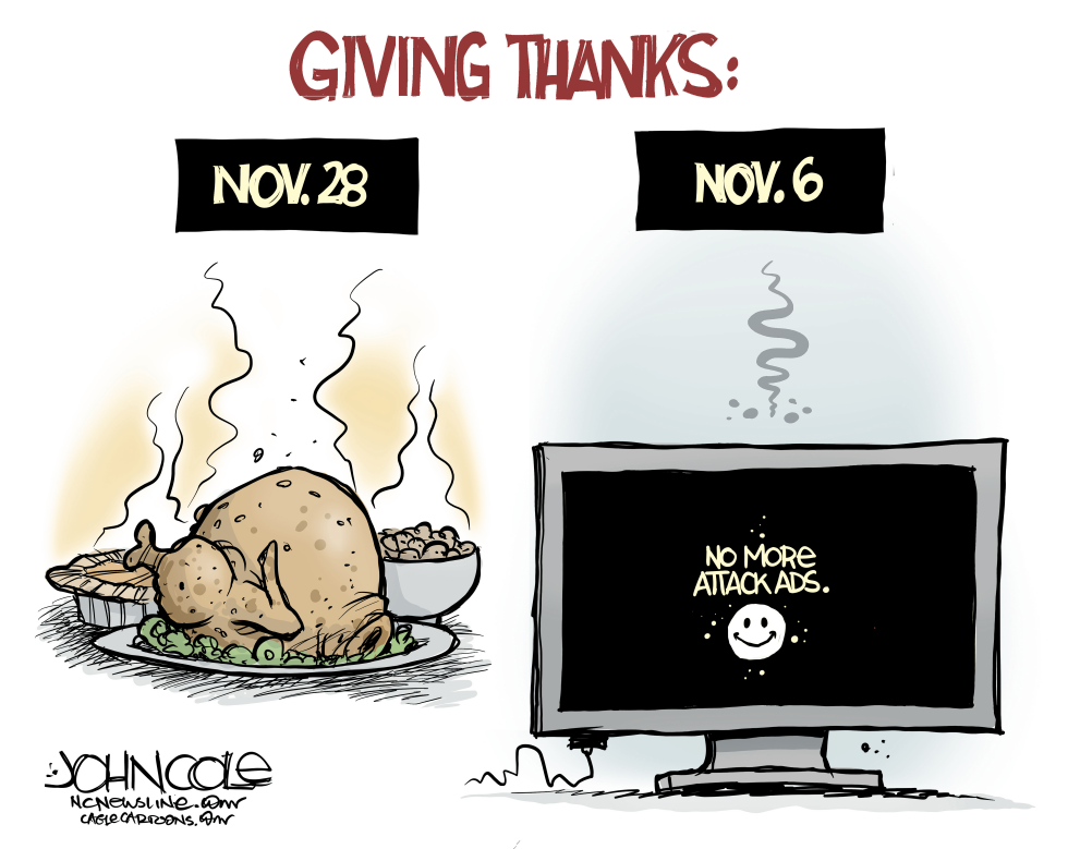 #2 GIVING THANKS FOR NO ATTACK ADS by John Cole