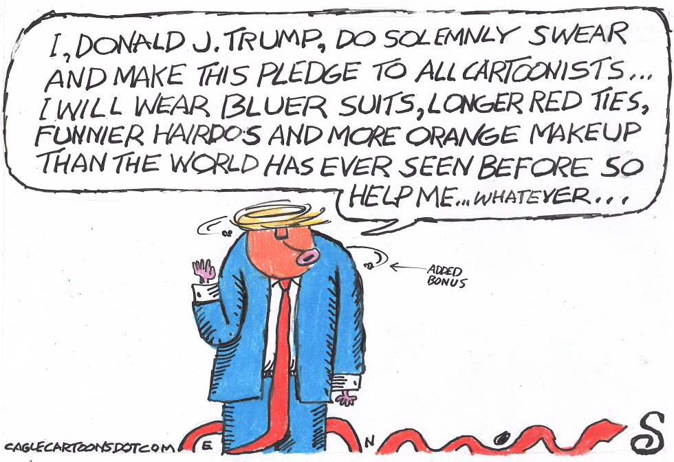 TRUMP MAKES A PLEDGE TO CARTOONISTS