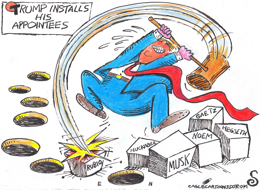 TRUMP TRIES TO POUND SQUARE PEGS INTO ROUND HOLES