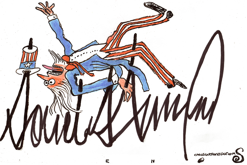 UNCLE SAM IMPALED ON TRUMP SIGNATURE