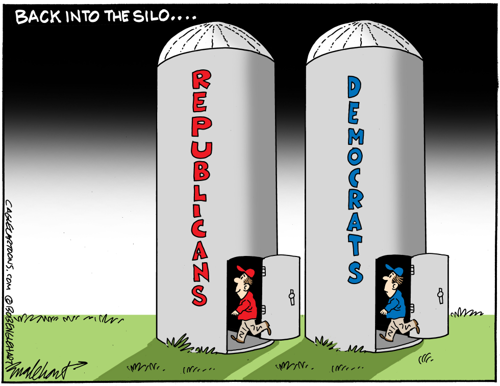 #1 WE ALL GO BACK TO OUR POLITICAL SILOS by Bob Englehart