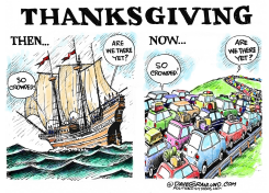 THANKSGIVING TRAVEL THEN AND NOW by Dave Granlund