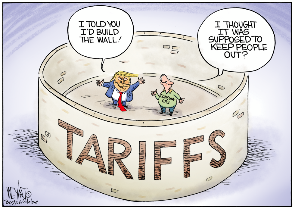 #2 TRUMP BUILD WALL OF TARIFF by Christopher Weyant